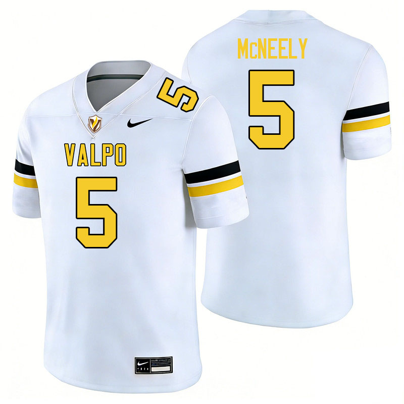 Valparaiso Beacons #5 Dawaiian McNeely College Football Jerseys,Uniforms-White